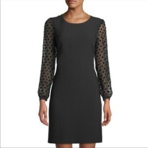 Polka dot sheer sleeve shirt dress